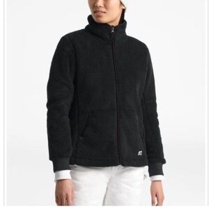 North Face Campshire Jacket Black Fuzzy Warm Fleece Zip Up Size Medium Hiking